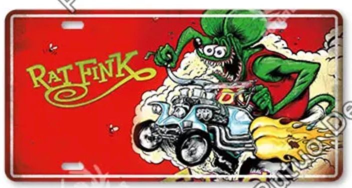 Rat Fink Blown Hot Rod Metal Licence Plate