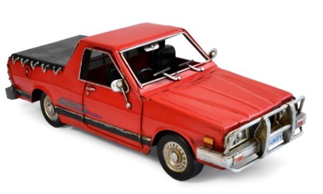 1986 Subaru Brumby Ute Red 33cm Metal Ornament