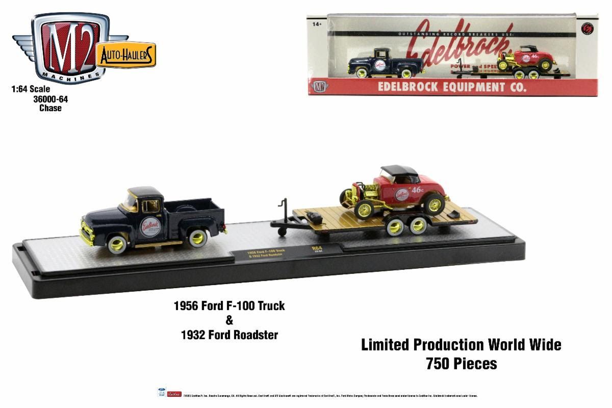 M2 Machines Auto-Haulers R64 1956 Ford F100 Truck & 1932 Ford Roadster CHASE
