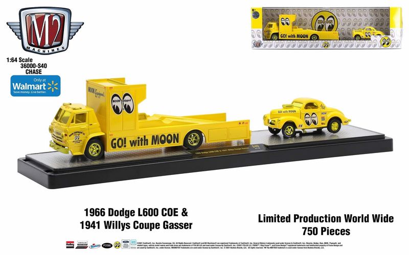 M2 Machines Auto-Haulers S40 1966 Dodge L600 COE & 1941 Willys Coupe Gasser CHASE