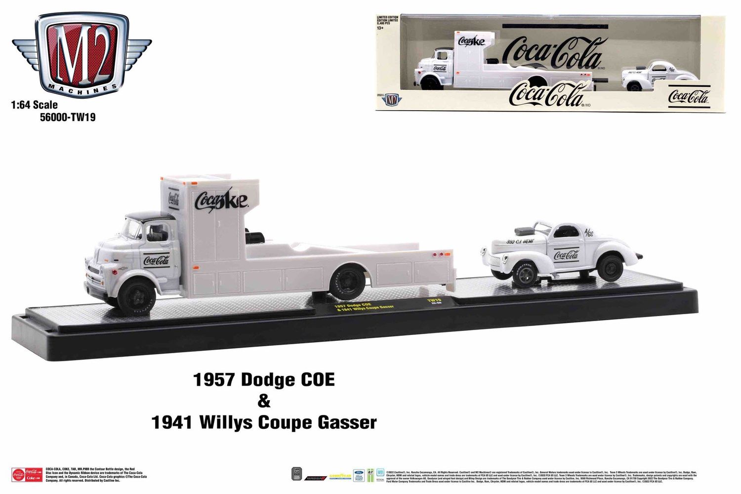 M2 Machines Auto-Haulers TW19 1957 Dodge COE & 1941 Willys Coupe Gasser