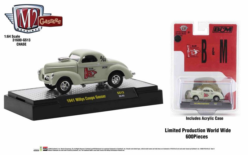 M2 Machines GS13 1941 Willys Coupe Gasser CHASE