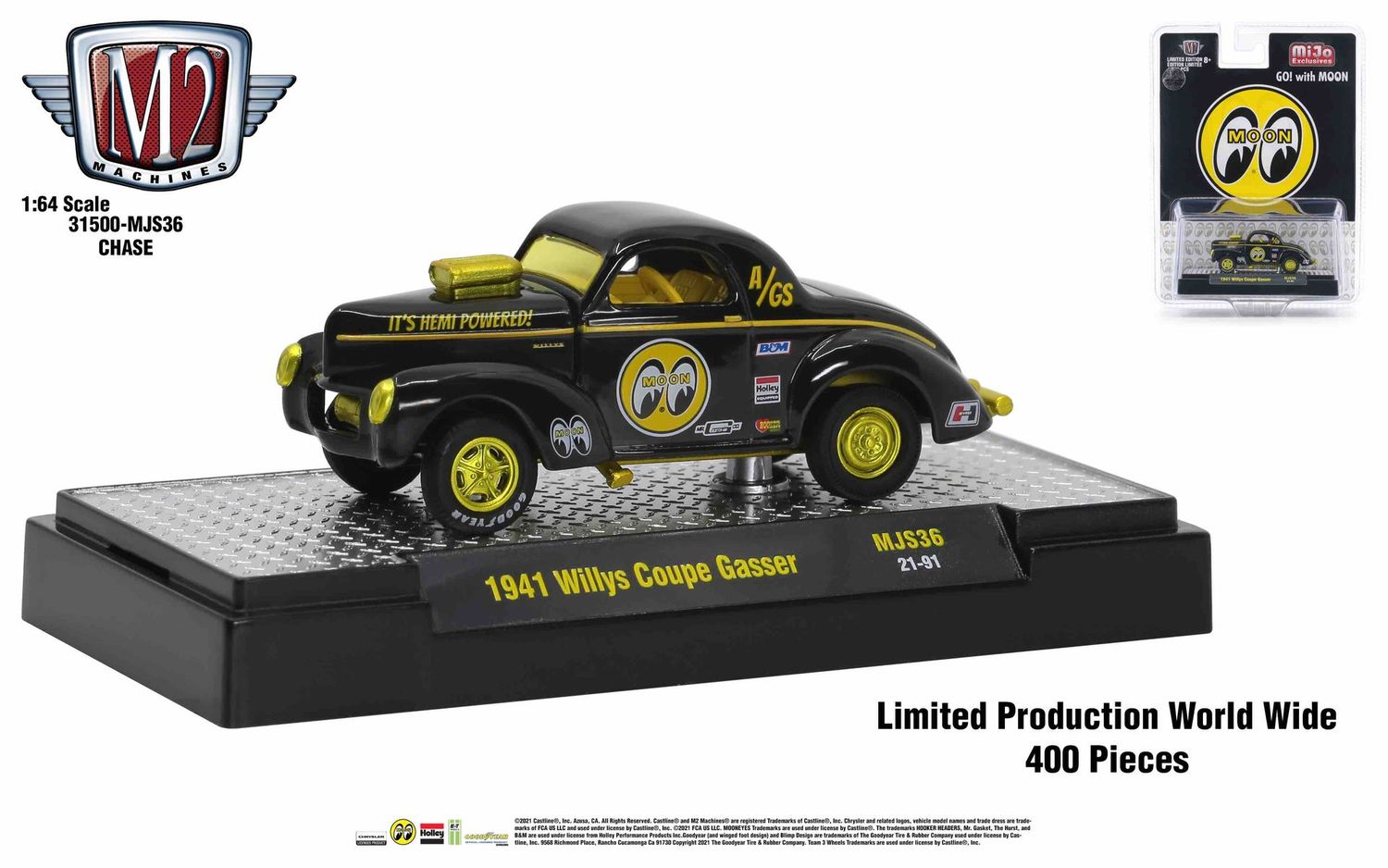 M2 Machines MJS36 1941 Willys Coupe Gasser Mooneyes CHASE