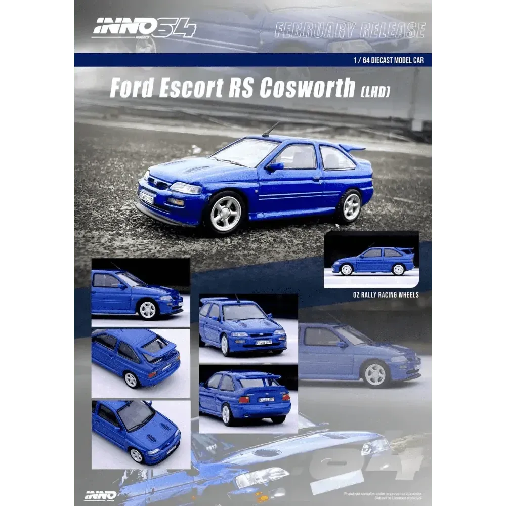 INNO64 Ford Escort RS Cosworth "OZ Rally Racing Wheels" (LHD) Metallic Blue