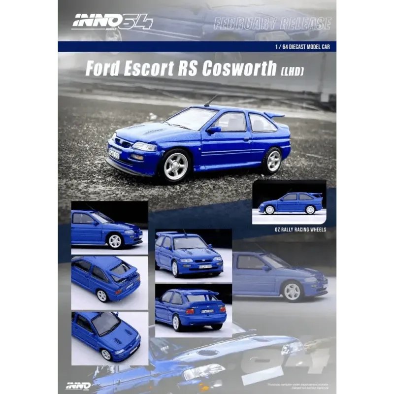 INNO64 Ford Escort RS Cosworth "OZ Rally Racing Wheels" (LHD) Metallic Blue