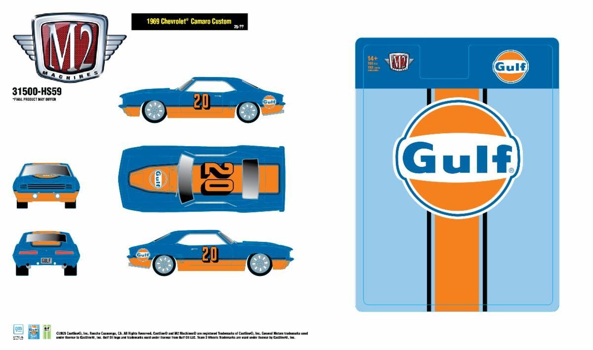 (Preorder) M2 Machines HS59 1969 Chevrolet Camaro Custom Gulf Hobby Exclusive