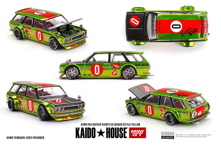 (Preorder) Kaido House KHMG164 Datsun KAIDO 510 Wagon OG Flo Yellow