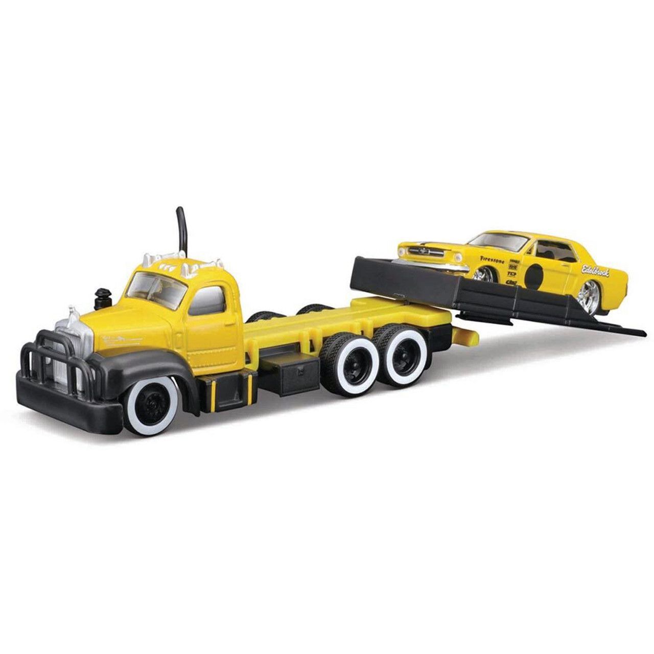 Maisto Design Elite Transport 1953 Mack B-61 Flatbed / 1965 Ford Mustang