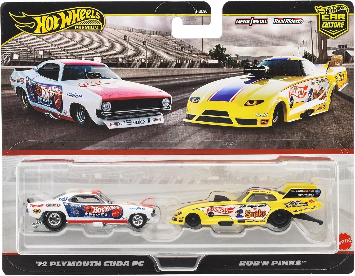 (Preorder) Hot Wheels JBL01 Premium 2-Pack '72 Plymouth Cuda FC / Rob N' Pinks