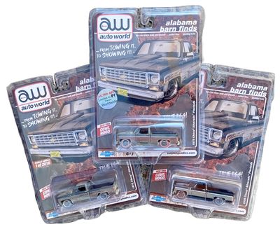 Auto World Alabama Barn Finds 1975 Chevy Silverado Fleetside 3-Car Set