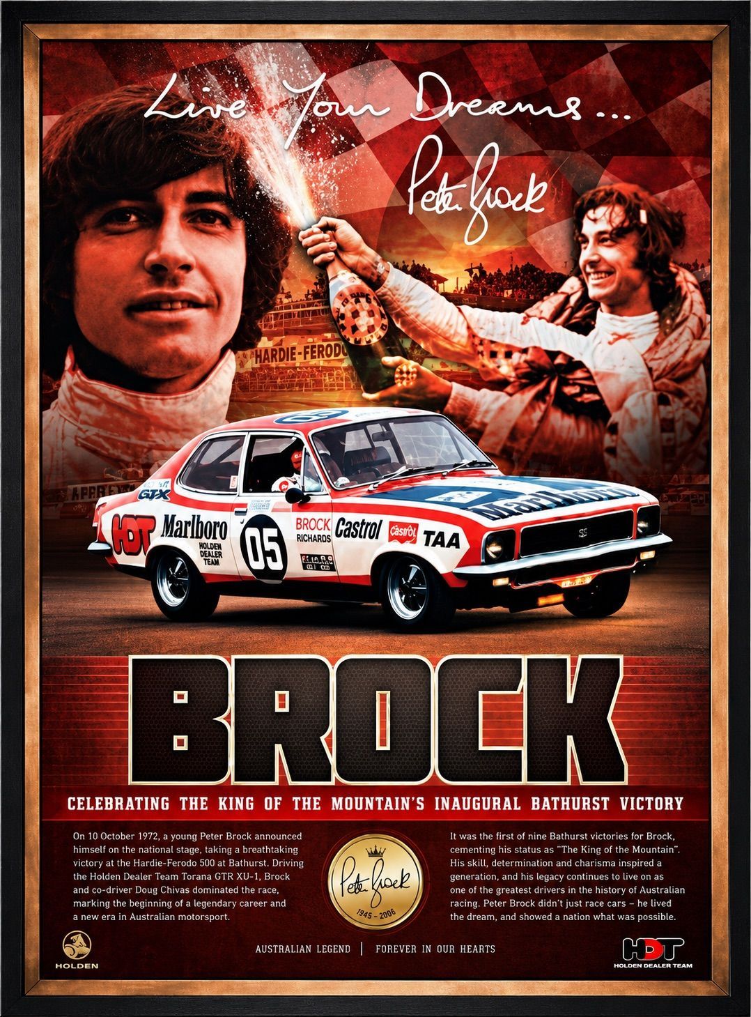 Peter Brock Holden Torana Motorsport Tribute Framed Print Peter Brock Holden Torana Australian motorsport tribute framed print