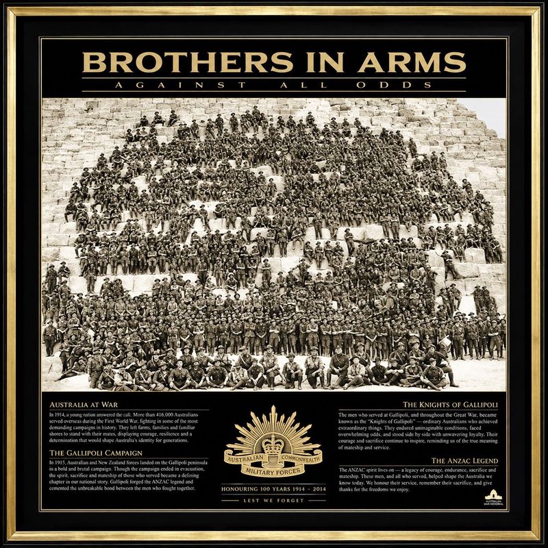 Brothers in Arms ANZAC Gallipoli Australian WWI military commemorative framed print