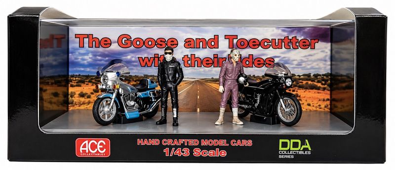 The Goose and Toecutter 1:43 scale boxed collectable display featuring two character figures and motorcycles with Australian 