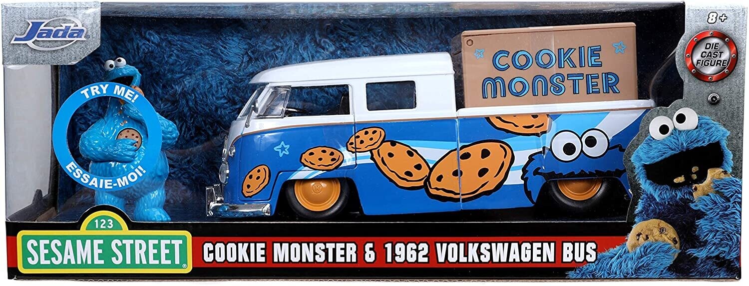 Jada Sesame Street Cookie Monster & 1963 Volkswagen Bus Pickup