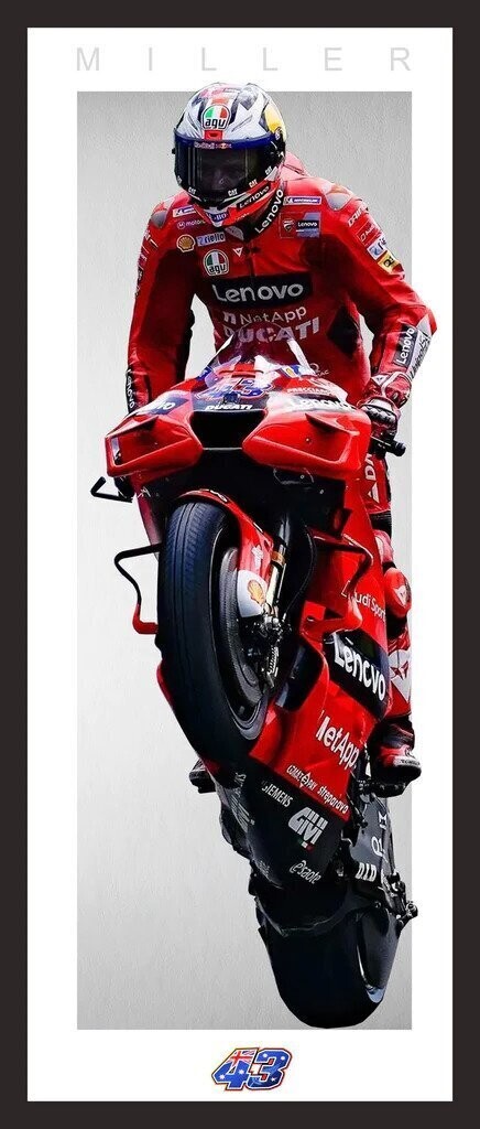 Jack Miller 43 Ducati MotoGP Wall Art – Australian Motorcycle Racing Print Jack Miller 43 Ducati MotoGP red motorcycle racing wall art print