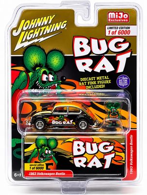 Johnny Lightning x American Diorama 1965 Volkswagen Beetle RAT FINK BUG RAT With Rat Fink Figure Johnny Lightning x American Diorama 1965 Volkswagen Beetle RAT FINK BUG RAT With Rat Fink Figure