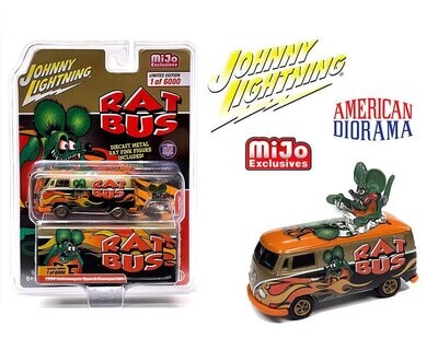 Johnny Lightning x American Diorama 1964 Volkswagen RAT FINK RAT BUS With Rat Fink Figure Johnny Lightning x American Diorama 1964 Volkswagen RAT FINK RAT BUS With Rat Fink Figure