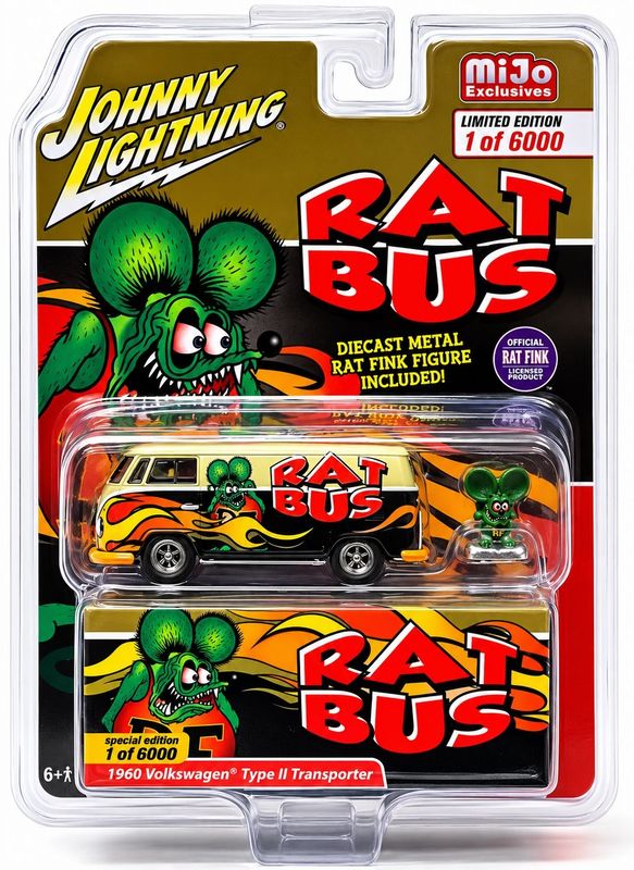 Johnny Lightning x American Diorama 1964 Volkswagen RAT FINK RAT BUS With Rat Fink Figure
