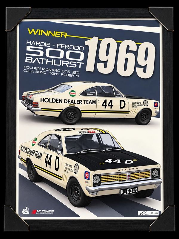 Hughes Motorsport Art 1969 Bathurst Winner Holden Monaro GTS 350 Colin Bond Print