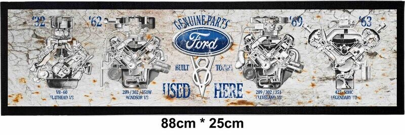Ford V8 Genuine Parts Rubber Backed Bar Mat