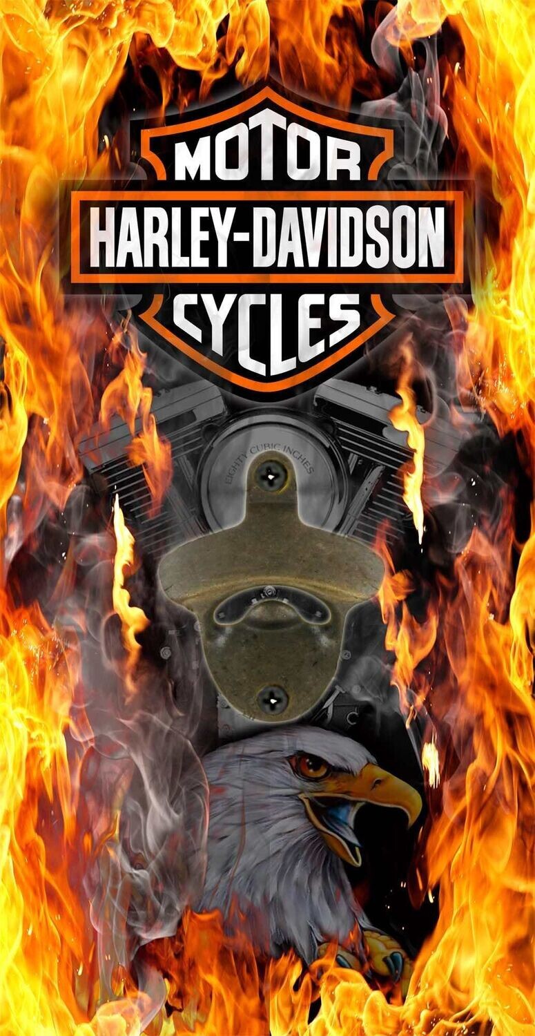Harley Davidson Flames Wall Mounted Bottle Opener Harley Davidson Flames Wall Mounted Bottle Opener
