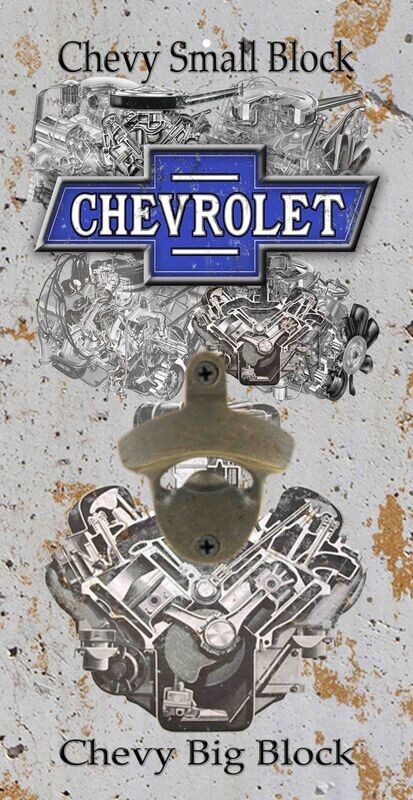 Chevrolet Small Block Big Block Wall Mount Bottle Opener