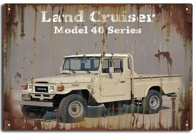 Toyota Land Cruiser Model 40 Series Rectangular Tin Sign Toyota Land Cruiser Model 40 Series Rectangular Tin Sign