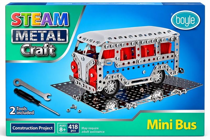 Boyle STEAM Metal Craft Mini Bus Construction Kit
