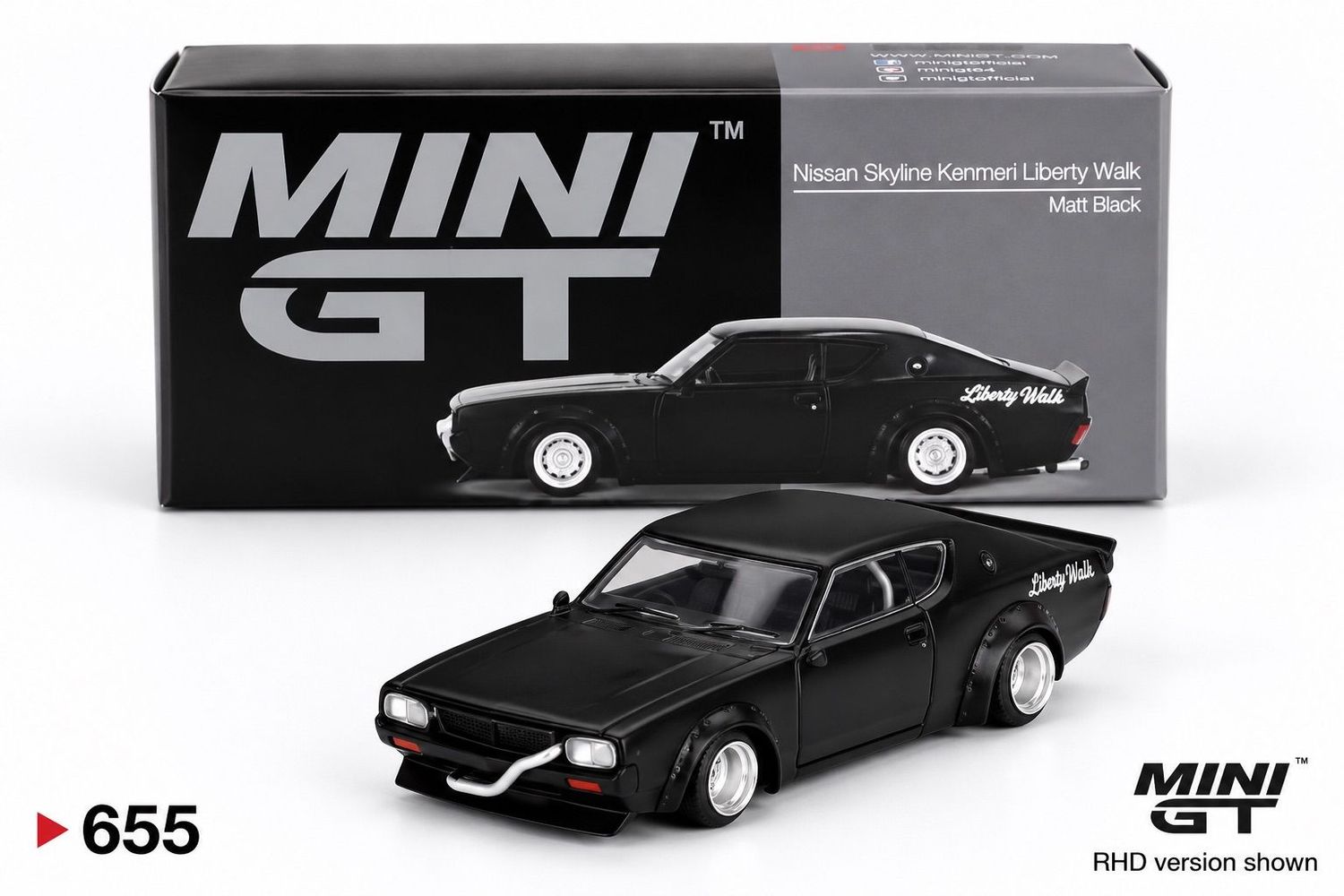 Mini GT Nissan Skyline Kenmeri Liberty Walk Matt Black Mini GT Nissan Skyline Kenmeri Liberty Walk Matt Black
