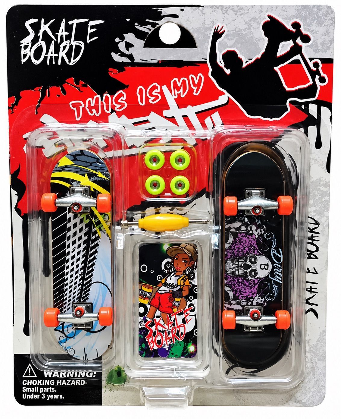 Finger Skateboard Set – 2 Mini Fingerboards with Spare Wheels & Skate Tool
