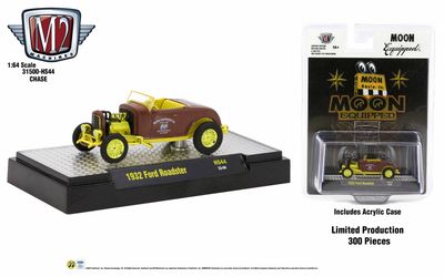 M2 Machines HS44 1932 Ford Roadster Mooneyes Hobby Exclusive CHASE M2 Machines 1932 Ford Roadster Mooneyes Chase 1:64 diecast in brown and gold limited to 300 pieces worldwide