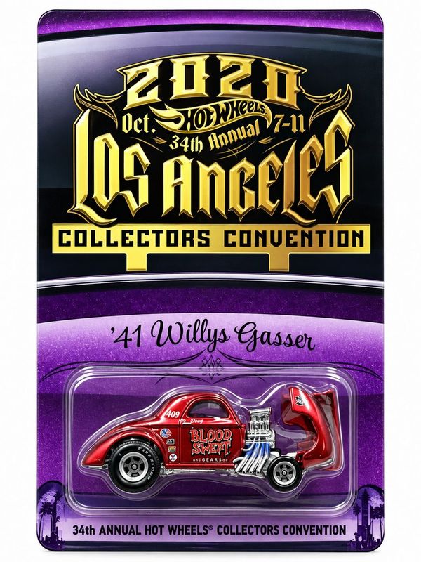 Hot Wheels ’41 Willys Gasser 2020 Los Angeles 34th Annual Collectors Convention exclusive carded diecast