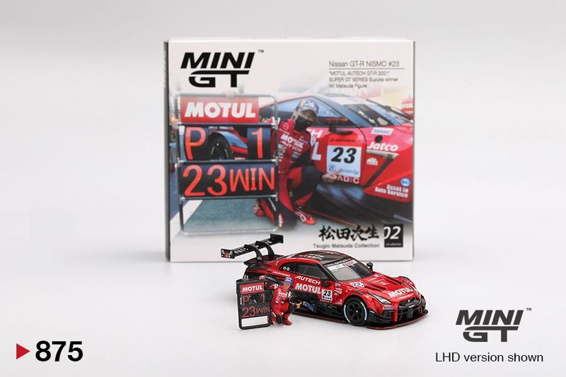 Mini GT Nissan GT-R NISMO #23 "MOTUL AUTECH GT-R 2021" SUPER GT SERIES Suzuka winner W/ Matsuda Figure Tsugio - Matsuda Collection No.2