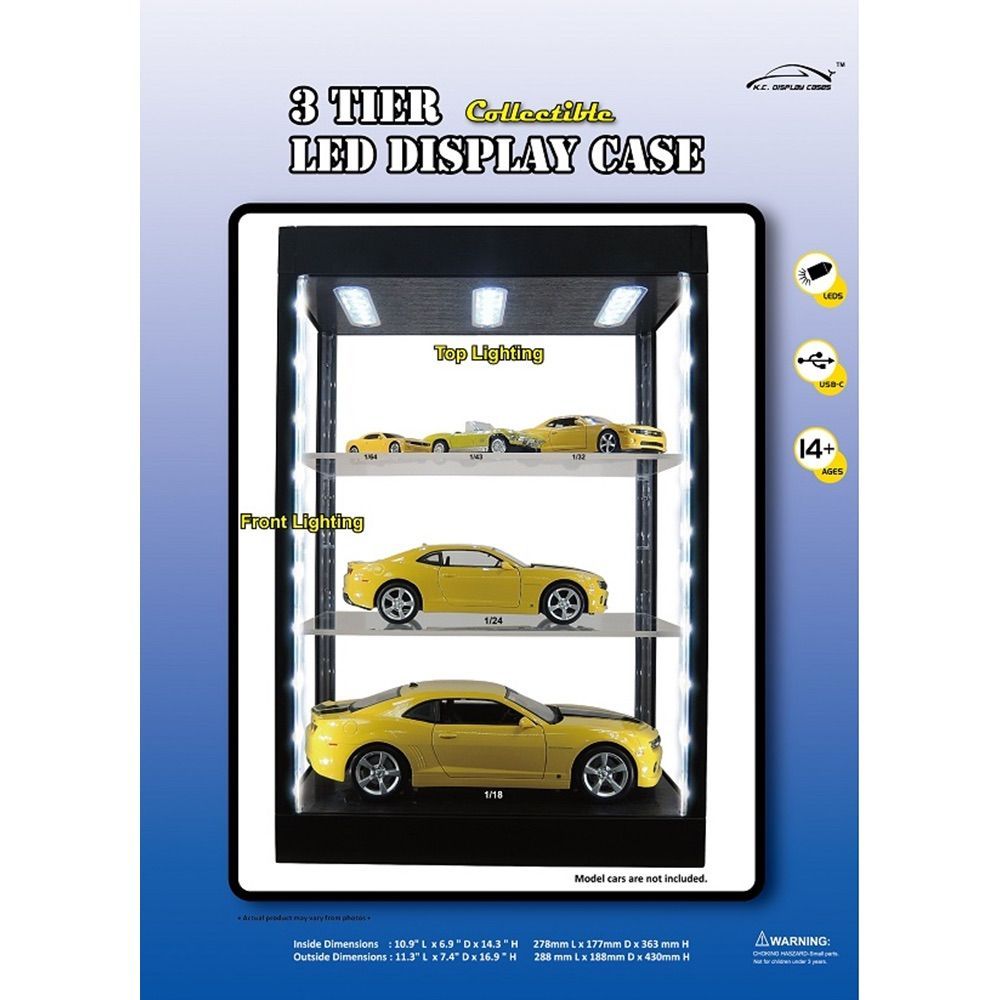 KC Display Cases 3 Tier LED Lighted Display Case KC Display Cases 3 Tier LED Lighted Display Case