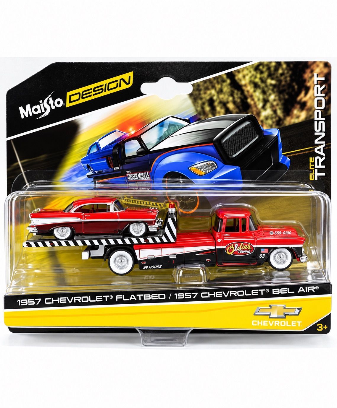 Maisto Design Elite Transport 1957 Chevrolet Flatbed & 1957 Chevy Bel Air Diecast Set Maisto Design Elite Transport 1957 Chevrolet Flatbed with 1957 Chevrolet Bel Air diecast collector set