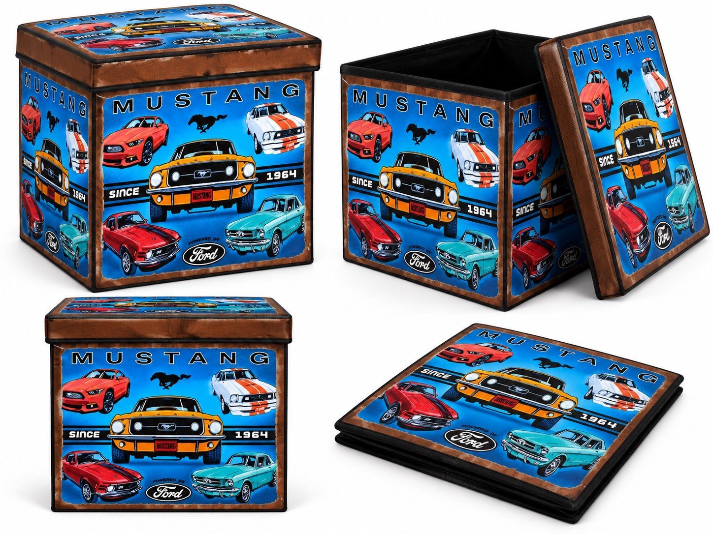 Ford Mustang Since 1964 Foldable Storage Cube Ottoman 30x30x30cm Ford Mustang Since 1964 Foldable Storage Cube Ottoman 30x30x30cm
