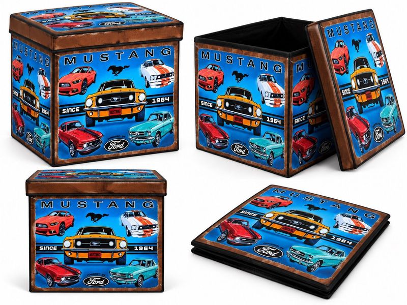 Ford Mustang Since 1964 Foldable Storage Cube Ottoman 30x30x30cm