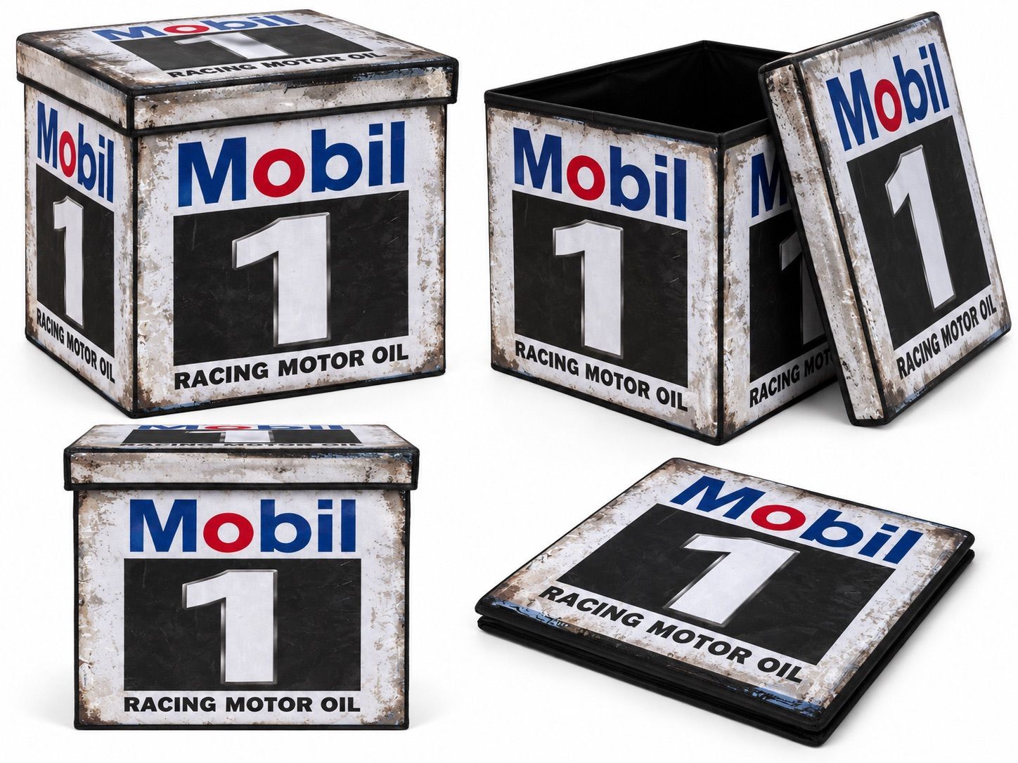 Mobil 1 Racing Motor Oil Foldable Storage Cube Ottoman 30x30x30cm Mobil 1 Racing Motor Oil Foldable Storage Cube Ottoman 30x30x30cm