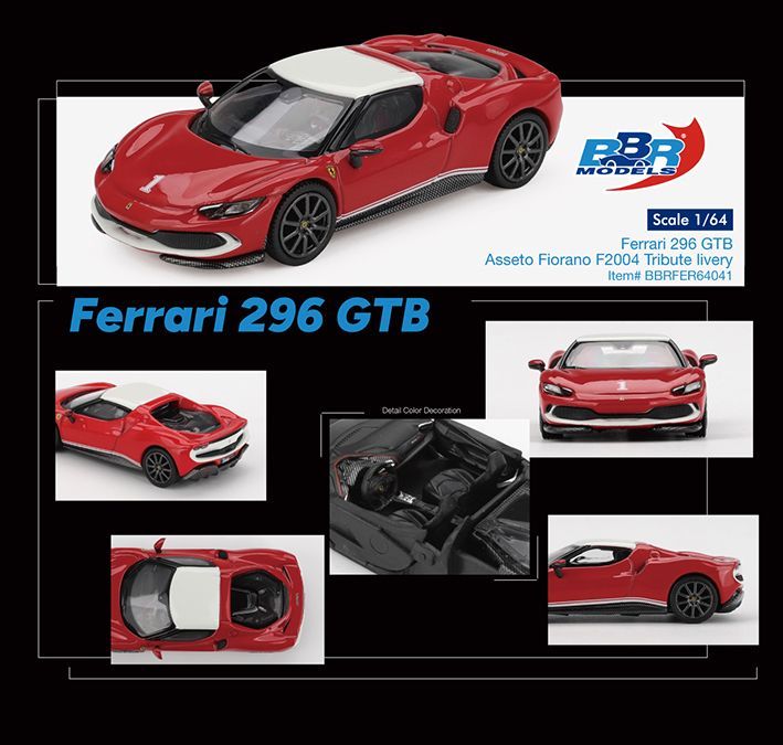 BBR Models Ferrari 296 GTB Asseto Fiorano F2004 Tribute livery