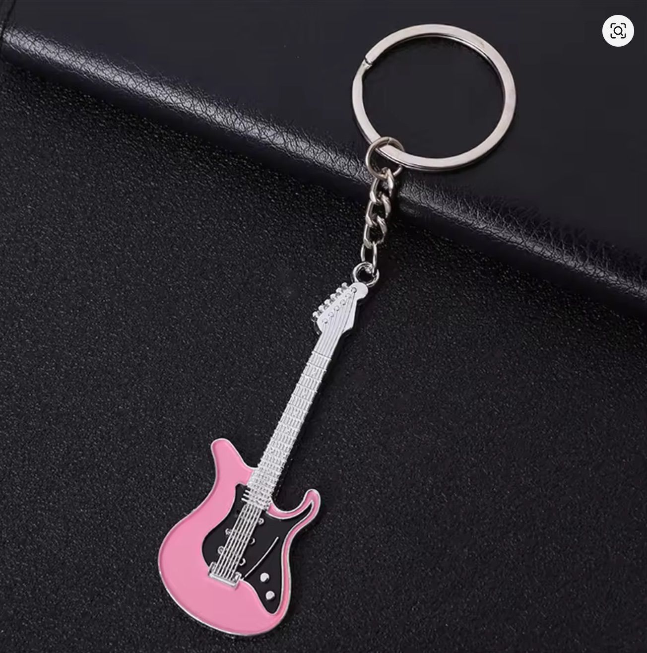 Pink Electric Guitar Keyring