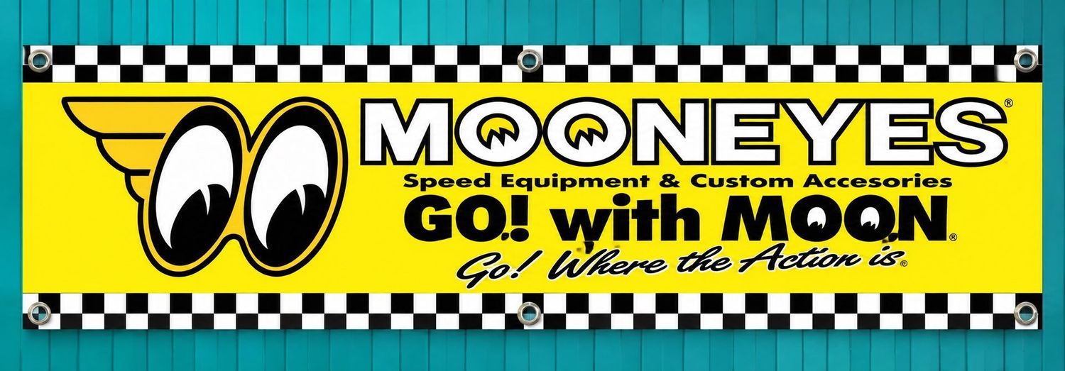 Mooneyes Go With Moon Banner Flag #2 240x60cm