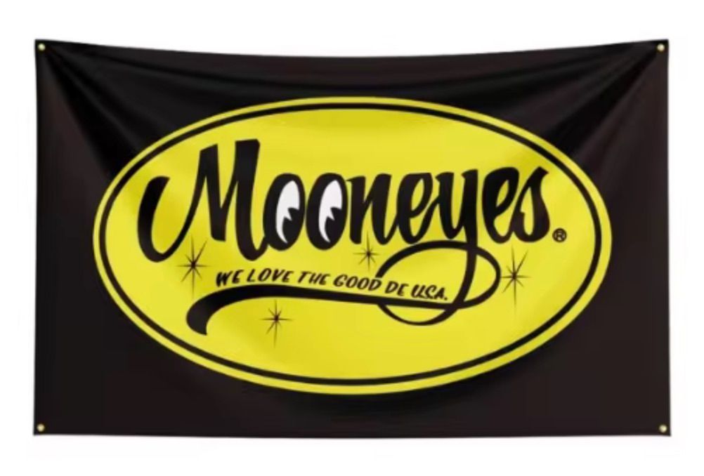 Mooneyes Logo Black Banner Flag 120cm x 180cm