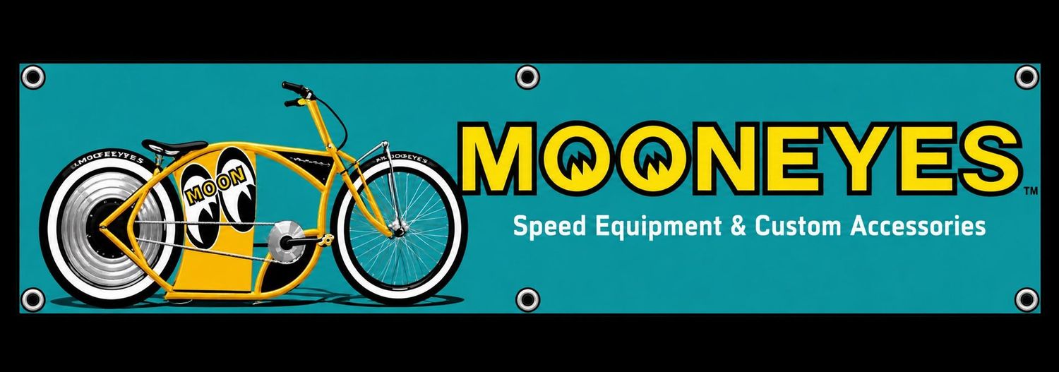 Mooneyes Speed Equipment Banner Flag Yellow Motorcycle 240x60cm Mooneyes Speed Equipment Banner Flag Yellow Motorcycle 240x60cm