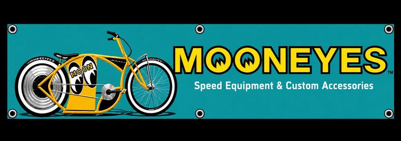 Mooneyes Speed Equipment Banner Flag Yellow Motorcycle 240x60cm