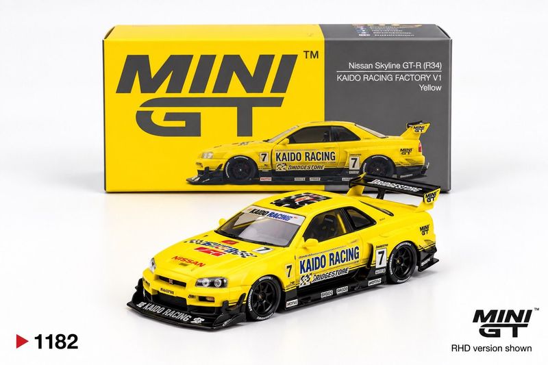 Mini GT Nissan LB-ER34 Super Silhouette SKYLINE Sport Yellow