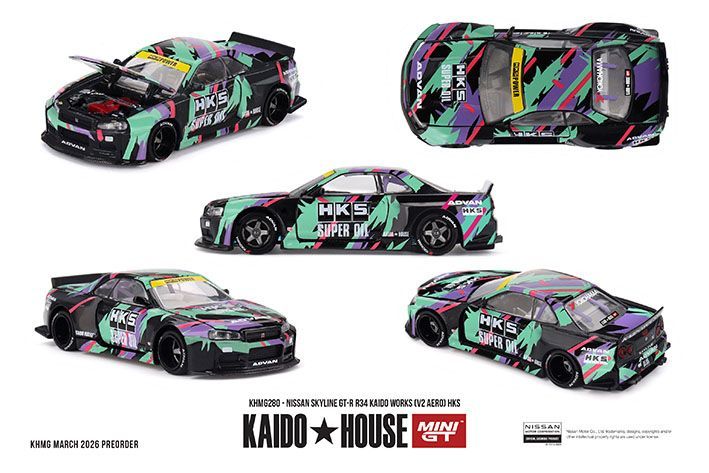 (Preorder) Kaido House KHMG280 Nissan Skyline GT-R R34 Kaido Works (V2 Aero) HKS