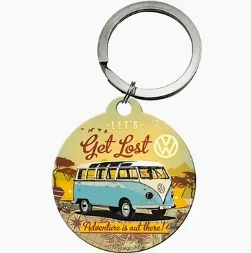Nostalgic-Art Keyring Round Volkswagen Bulli Let's Get Lost