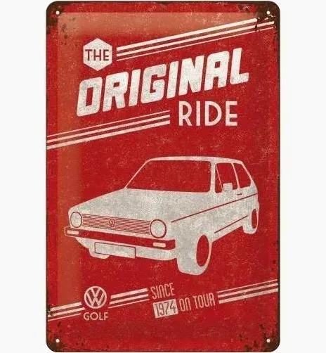 Nostalgic-Art Medium Metal Sign Original Ride VW Golf 20 x 30cm