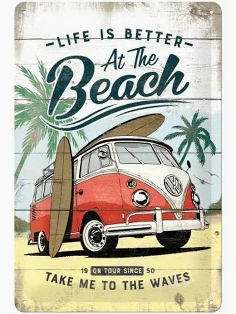 Nostalgic-Art Medium Metal Sign VW Bulli Life is Better At The Beach 20 x 30cm
