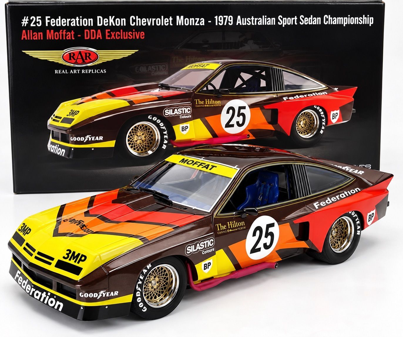 Real Art Replicas #25 Federation DeKon Chevrolet Monza - 1979 Australian Sport Sedan Championship Allan Moffat - DDA Exclusive Real Art Replicas #25 Federation DeKon Chevrolet Monza - 1979 Australian Sport Sedan Championship Allan Moffat - DDA Exclusive